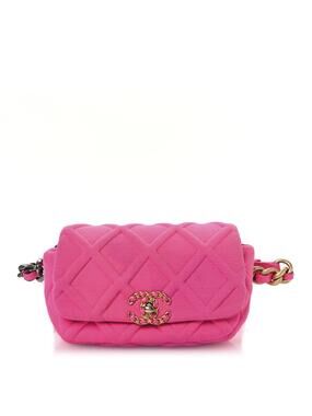 Jersey Quilted Chanel 19 Waist Bag Pink #324771C17B